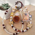 🤎✨ Cozy Capy Cutie Mini Bead Phone Chain – Handmade Kawaii Bag Charm (One of a Kind)