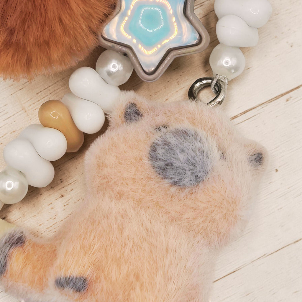 🤎✨ Cozy Capy Cutie Mini Bead Phone Chain – Handmade Kawaii Bag Charm (One of a Kind)