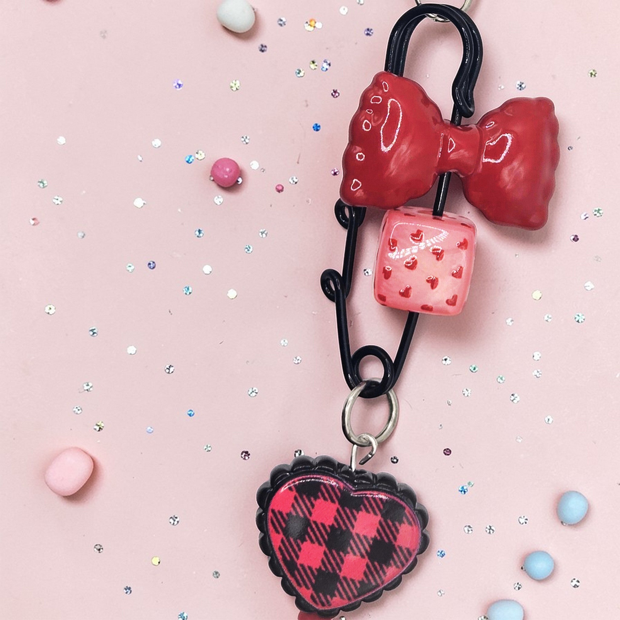 🖤❤️ Crimson Check One-of-a-Kind Kawaii Bag Charm