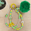 💚🍋 Green Pom-Pom Mini Bead Phone Chain – Handmade Kawaii Bag Charm (One of a Kind)