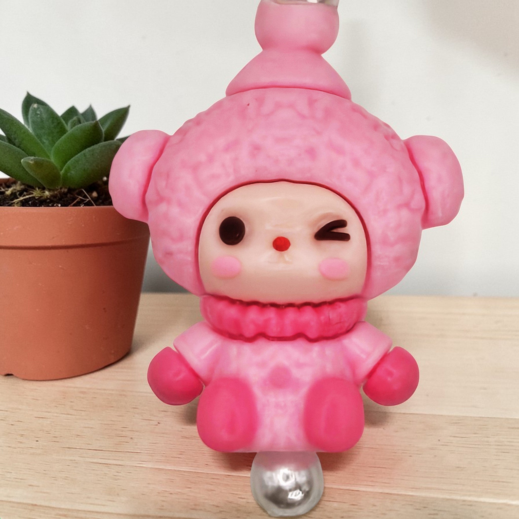 🌸💚 Pink Cutie Mini Bead Phone Chain – Handmade Kawaii Bag Charm (One of a Kind)