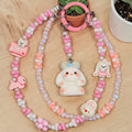 🎀💗 Pink Plush Cutie Mini Bead Phone Chain – Handmade Kawaii Bag Charm (One of a Kind)