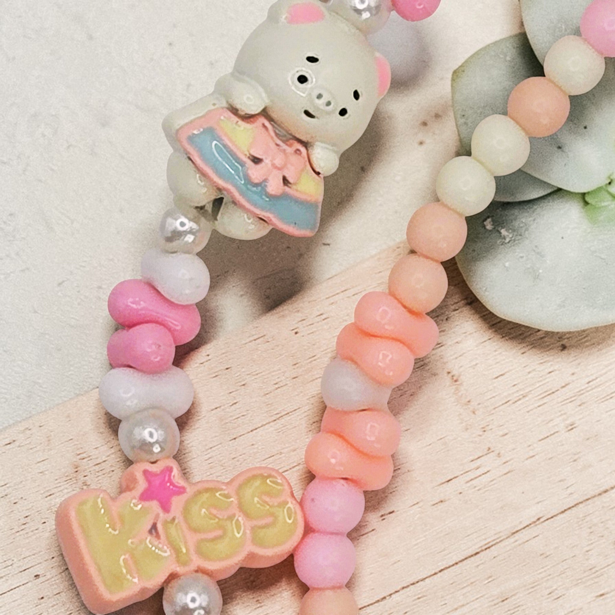 🎀💗 Pastel Plush Cutie Mini Bead Phone Chain – Handmade Kawaii Bag Charm (One of a Kind)