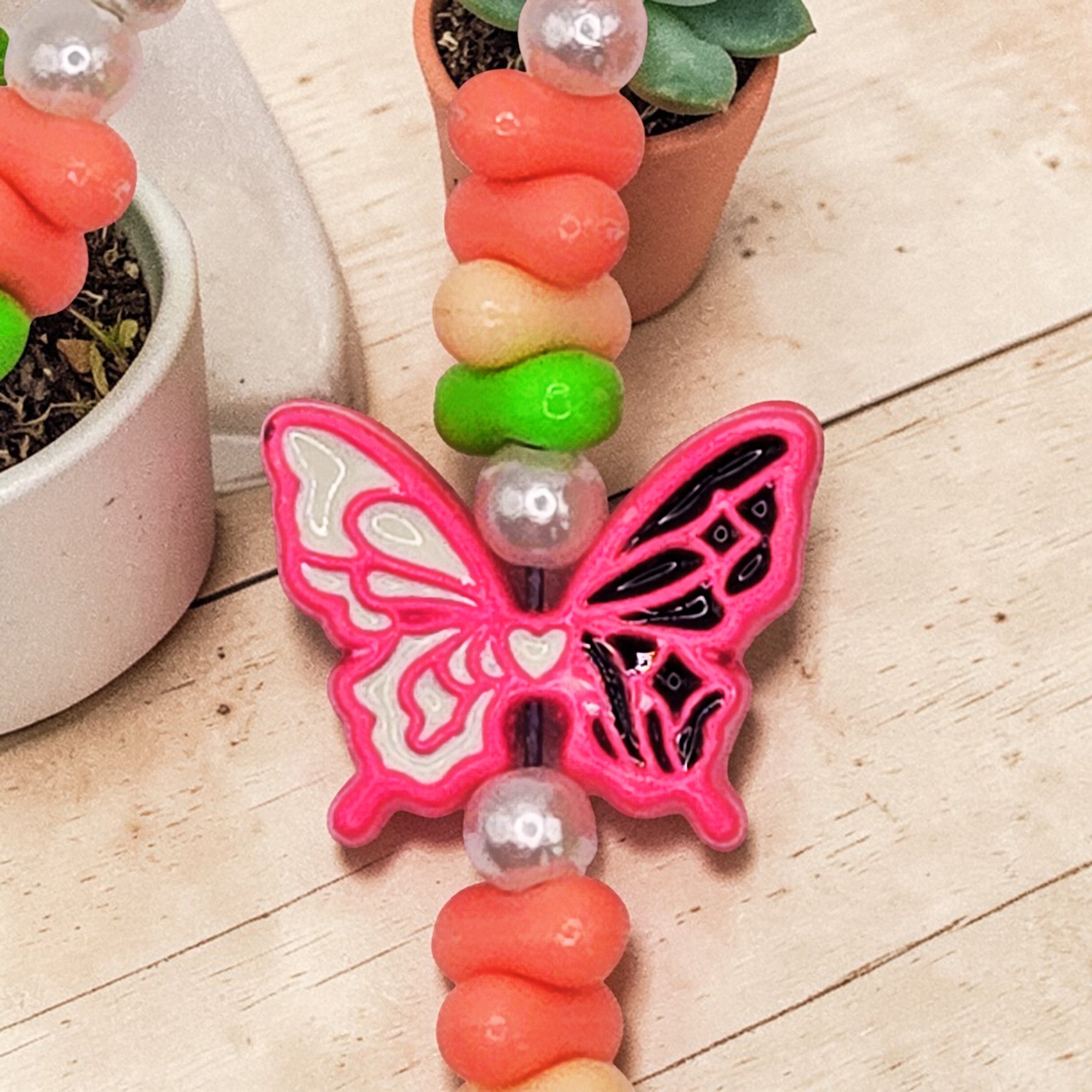 🍑🌸 Peach Garden Fairy Mini Bead Phone Chain – Handmade Kawaii Bag Charm (One of a Kind)