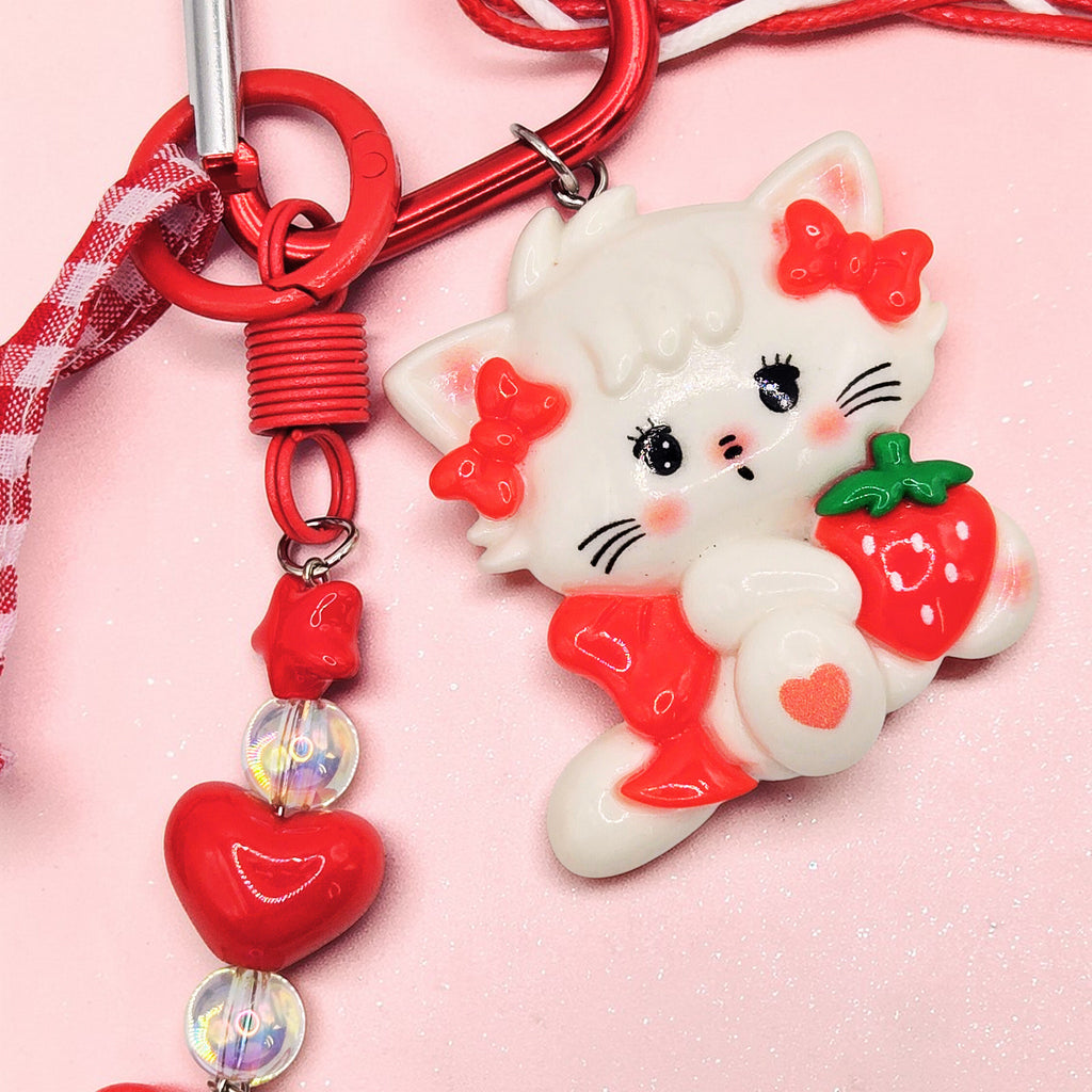 🍓 Strawberry Sweetheart Charm & Bag Decor – One of a Kind