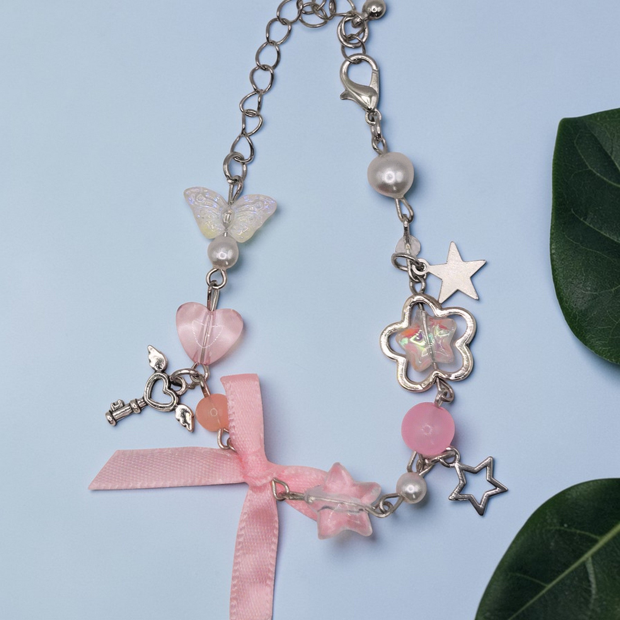 🌟 Kawaii Star Ribbon Charm Bracelet