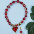 ✨💖 Enchanted Glass Bead Charm Stretchy Bracelet – Handmade Jewelry