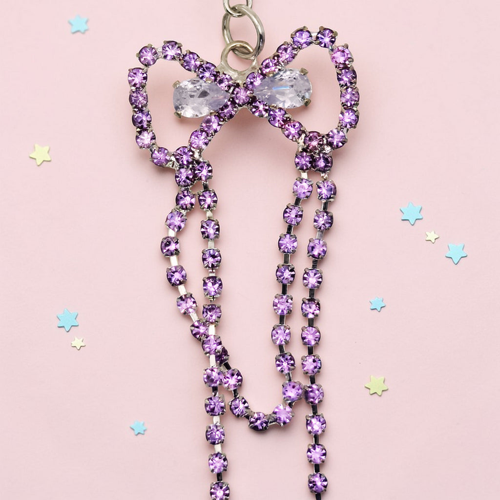 💜✨ Lavender Aurora Bow Phone Chain – Handmade Kawaii Luxe Sparkle