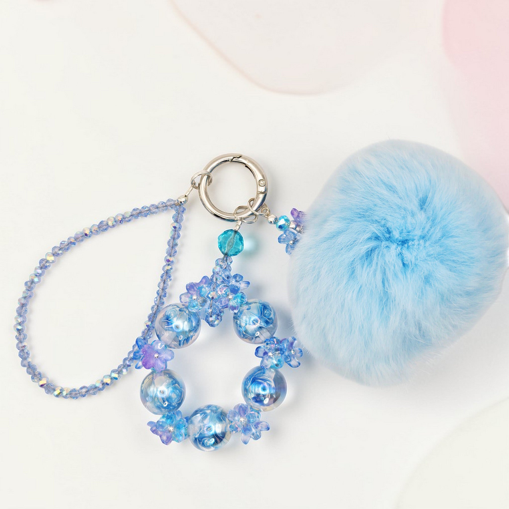 ❄️💙 Frosted Sky Pom Phone Charm - Glow in the dark