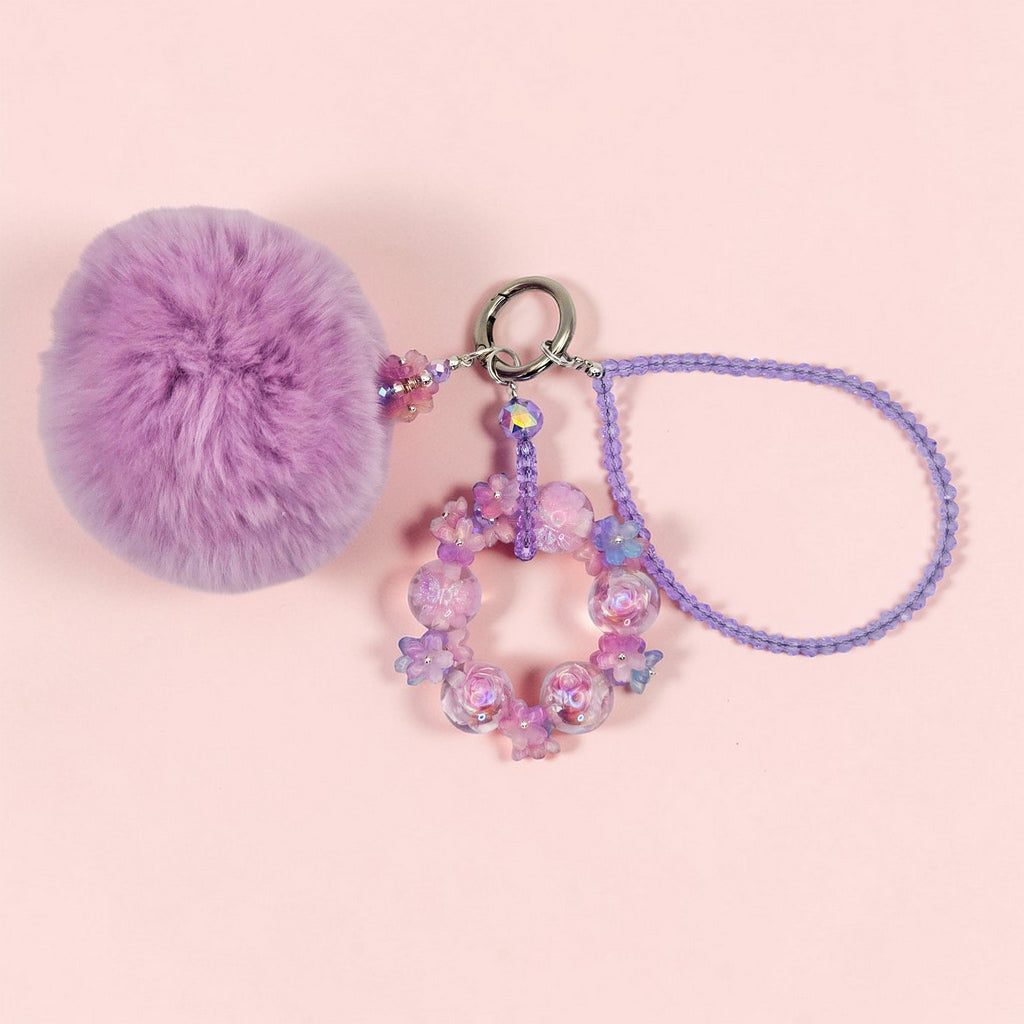 🌸💜 Blush Petal Pom Phone Charm - Glow in the Dark
