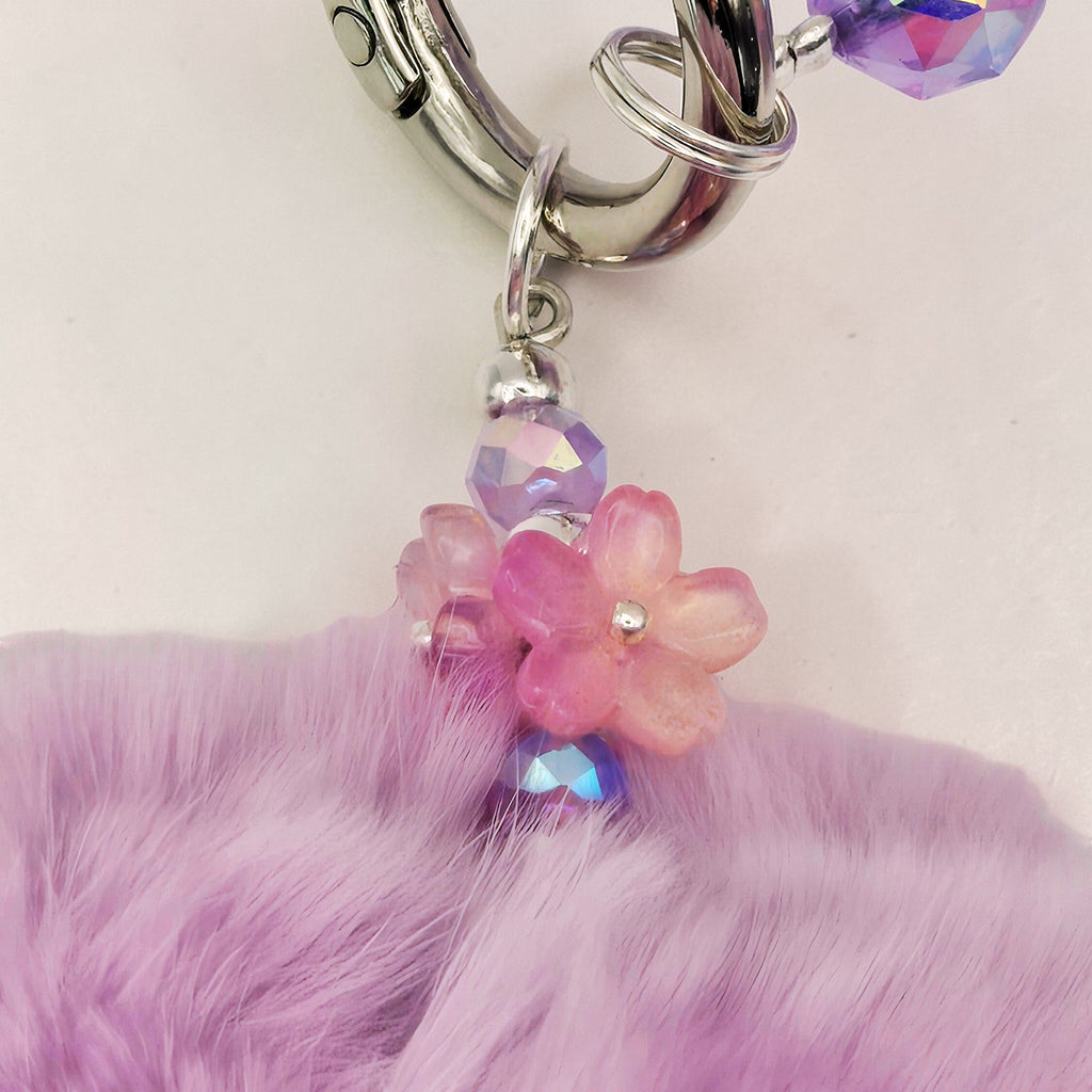 🌸💜 Blush Petal Pom Phone Charm - Glow in the Dark