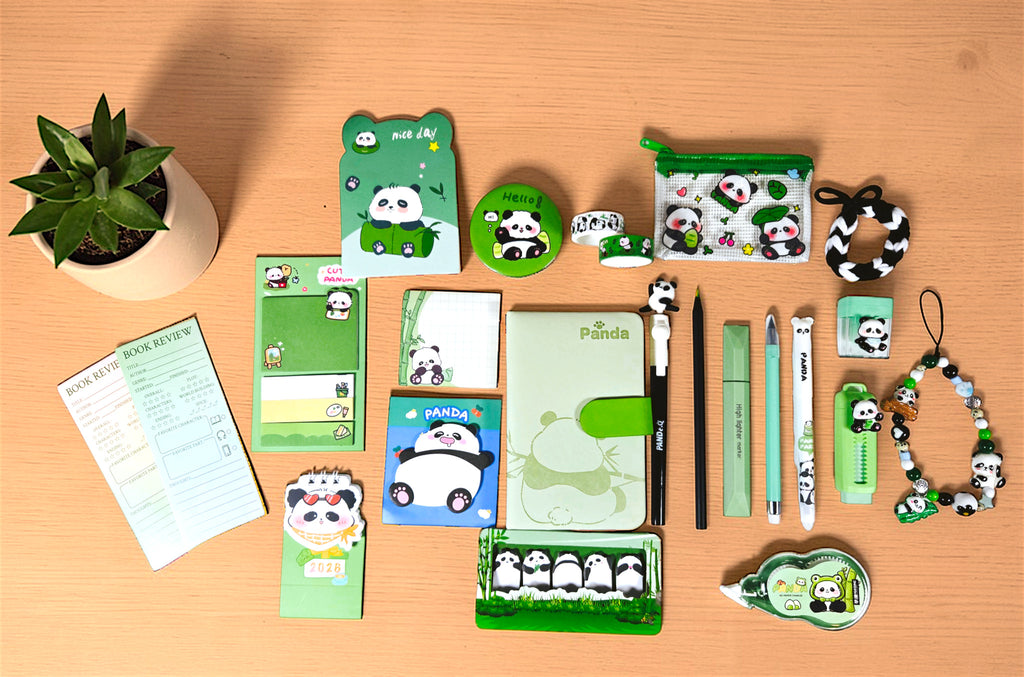 🐼💚 Panda Bookish Stationery Bundle – 23 Piece Kawaii Desk Set 💚🐼