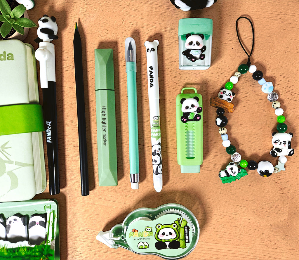 🐼💚 Panda Bookish Stationery Bundle – 23 Piece Kawaii Desk Set 💚🐼