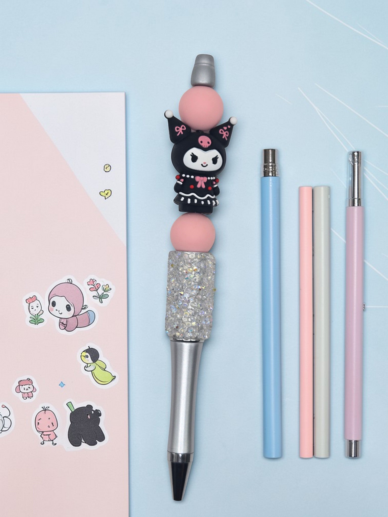 🖤🎀 Kawaii Sparkle Beaded Pen 🎀🖤