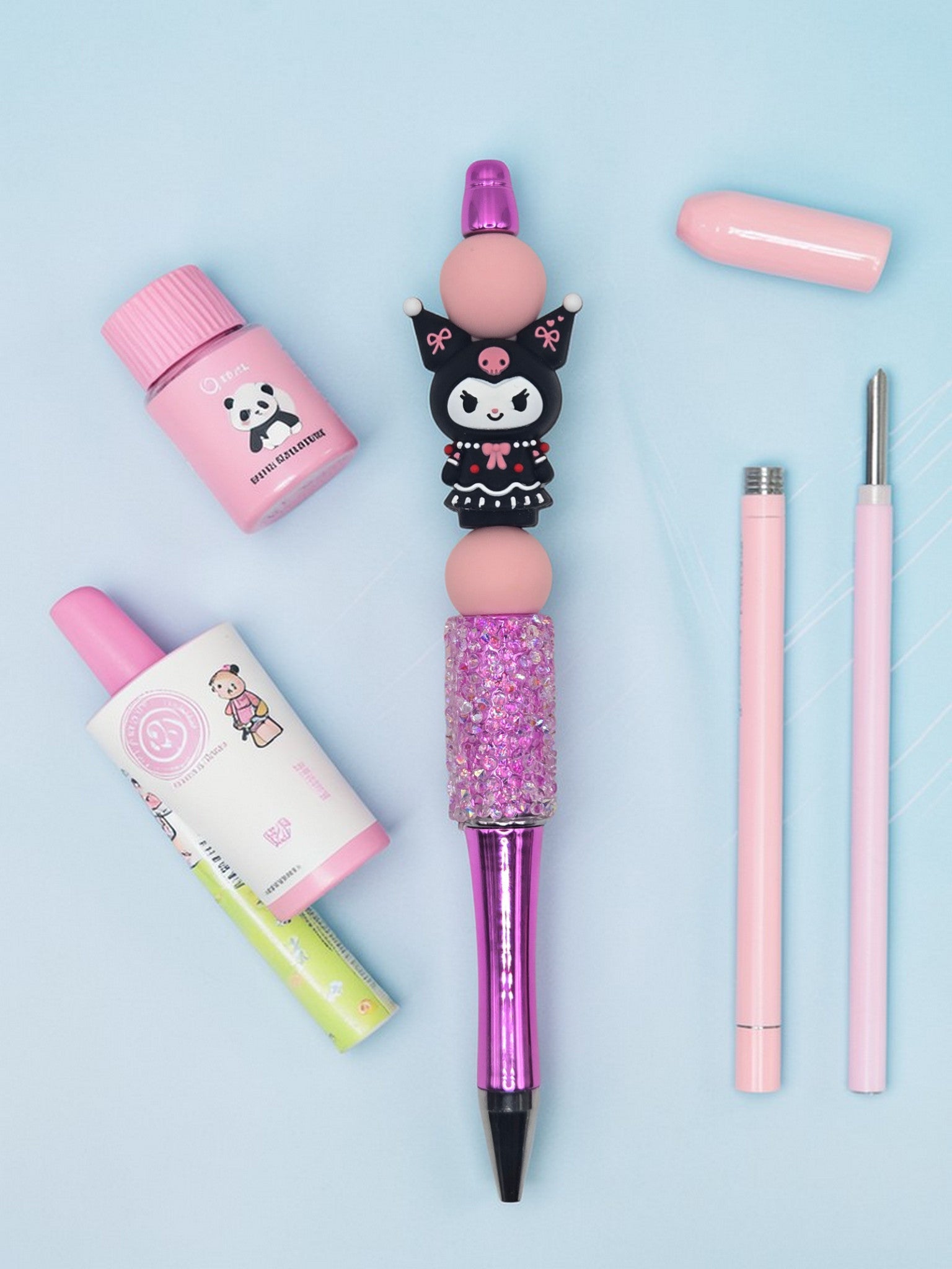 🖤🎀 Kawaii Sparkle Beaded Pen 🎀🖤