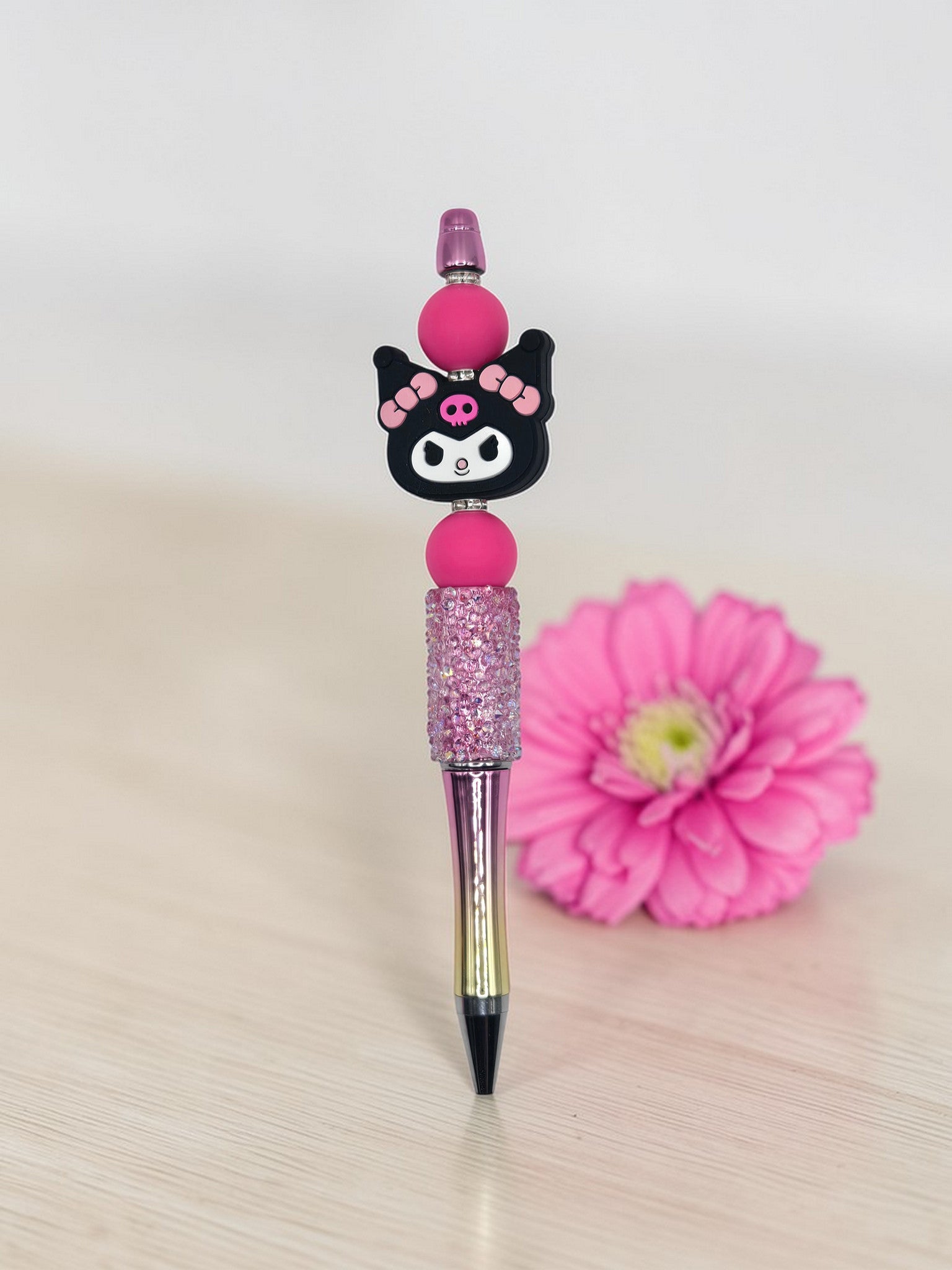 🖤🎀 Kawaii Goth Sparkle Beaded Pen 🎀🖤