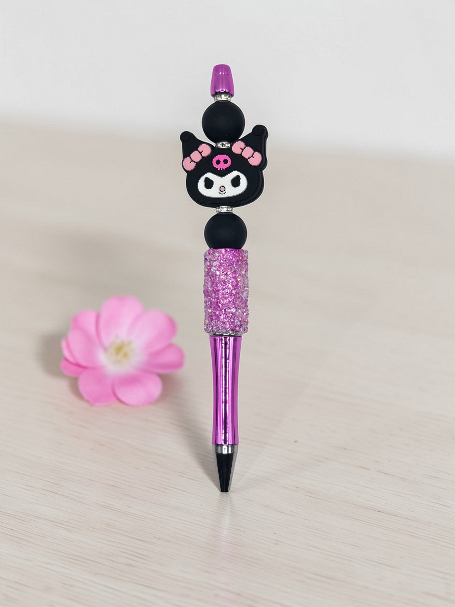 🖤🎀 Kawaii Goth Sparkle Beaded Pen 🎀🖤