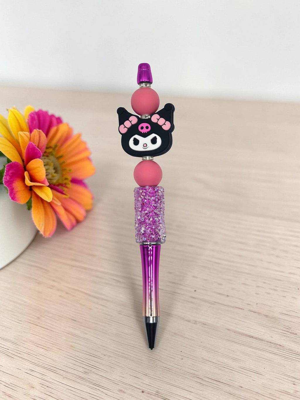 🖤🎀 Kawaii Goth Sparkle Beaded Pen 🎀🖤