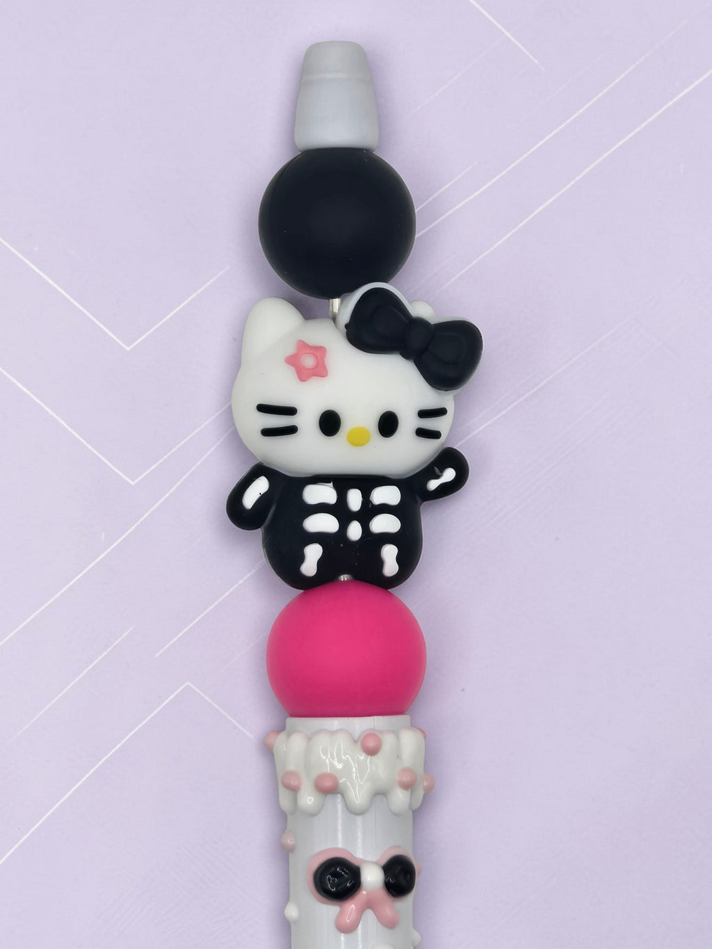 🎀🖤 Kawaii Skeleton Kitty Beaded Pen 🖤🎀