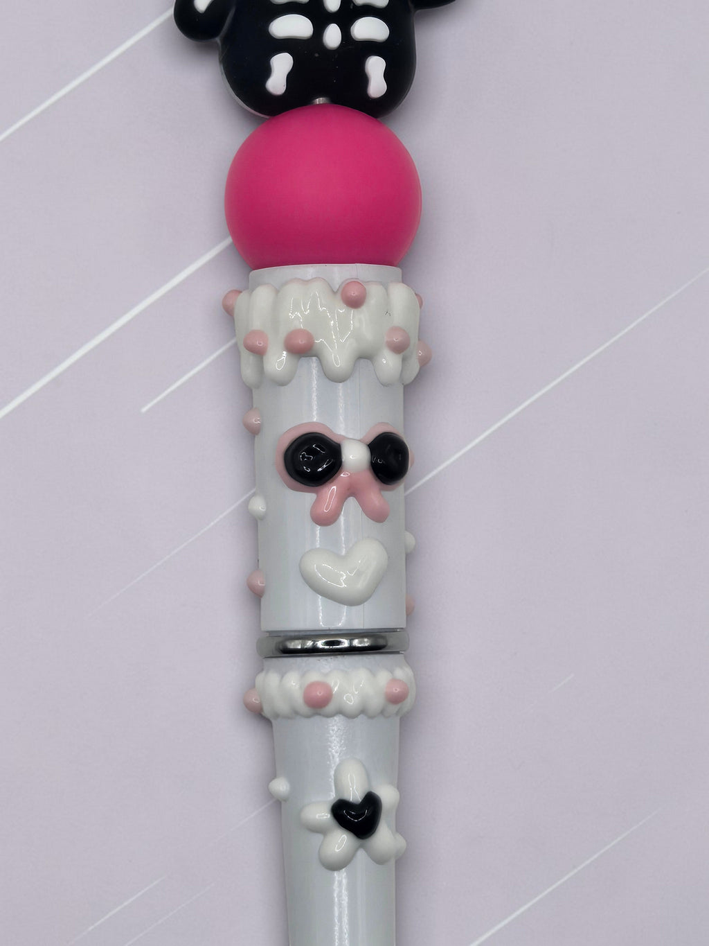 🎀🖤 Kawaii Skeleton Kitty Beaded Pen 🖤🎀