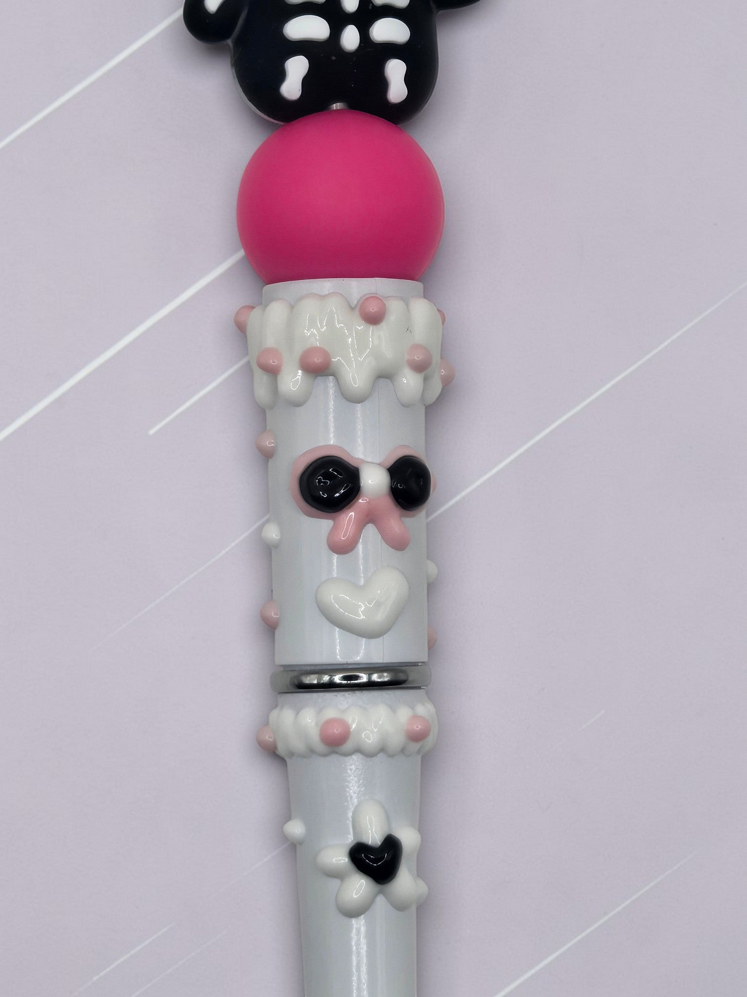 🎀🖤 Kawaii Skeleton Kitty Beaded Pen 🖤🎀