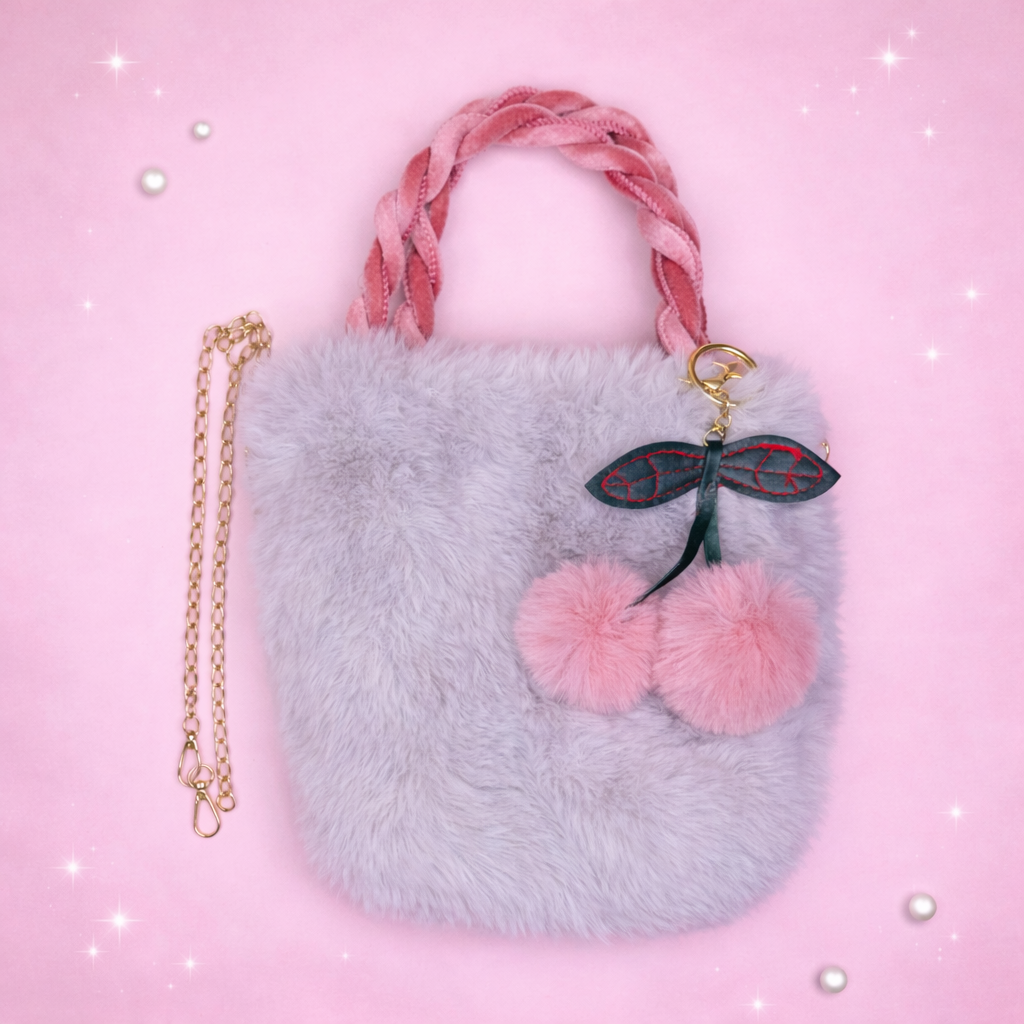 🍒✨ Cherry Fluff Kawaii Faux Fur Handbag ✨🍒