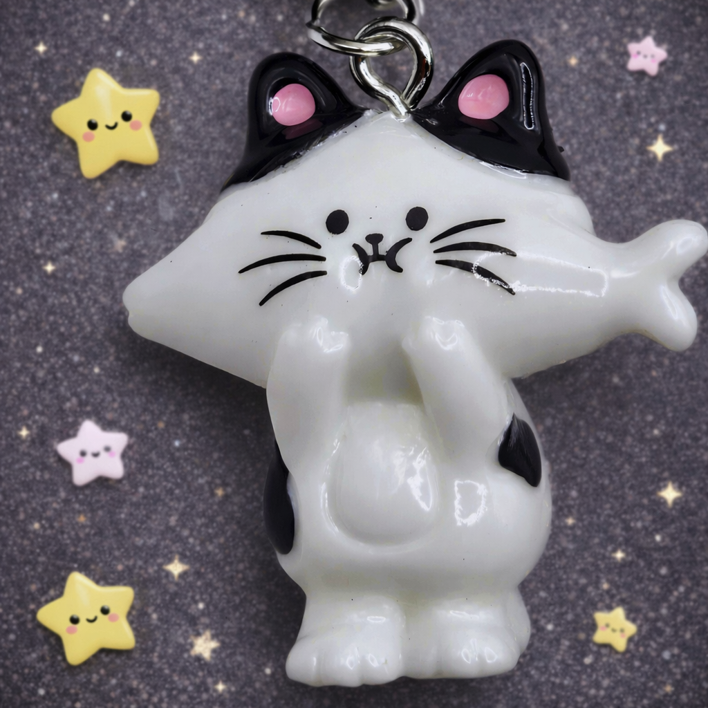 🖤✨ Midnight Kitty Charm Phone Strap & Bag Decor Set ✨🖤