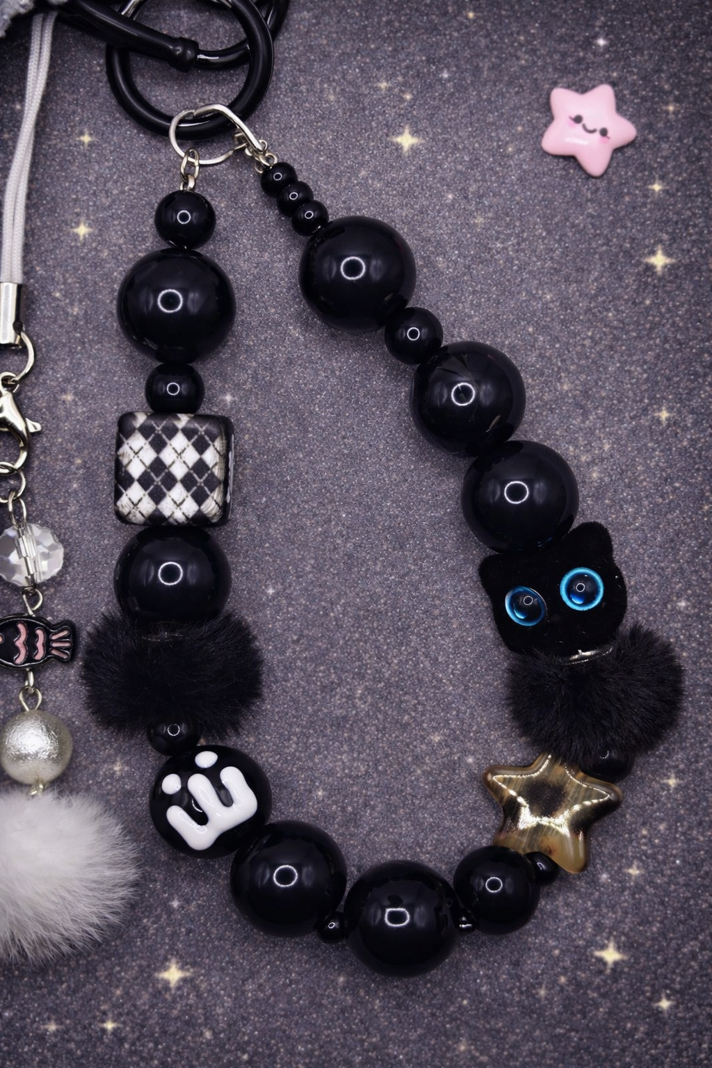 🖤✨ Midnight Kitty Charm Phone Strap & Bag Decor Set ✨🖤