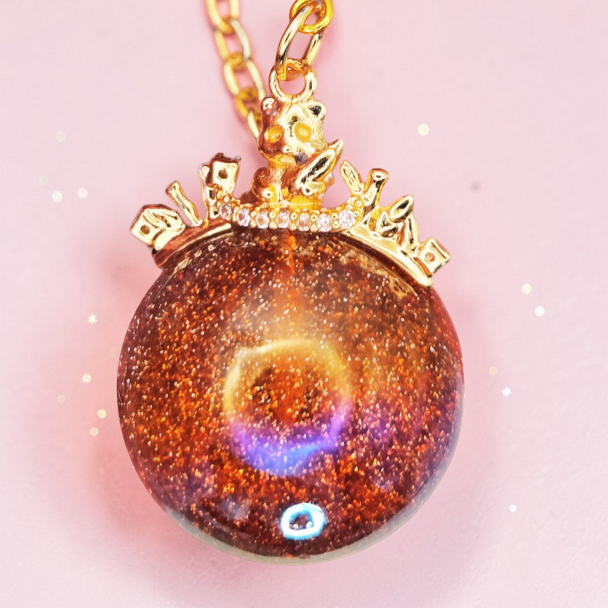 🤎✨ Autumn Ember Pom Phone Charm - Glow in the Dark