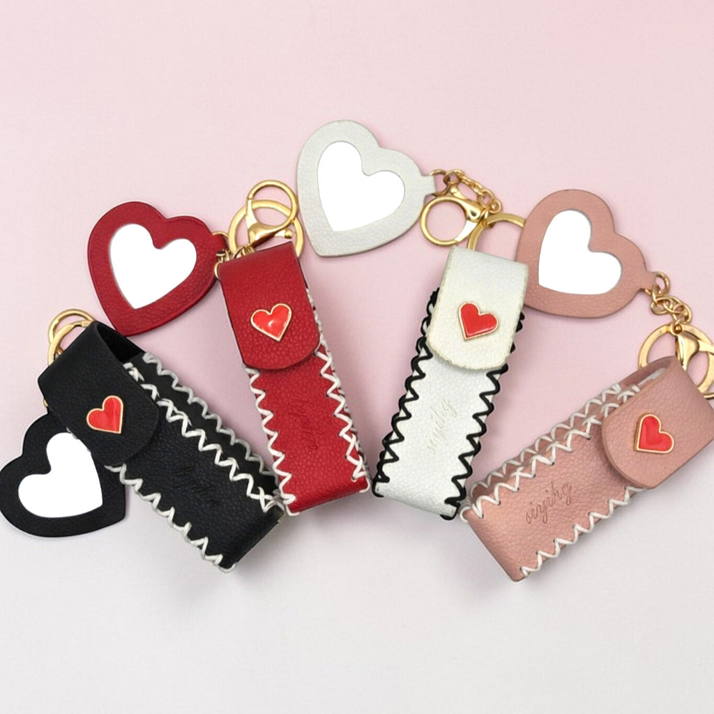 💖 Heart Mirror Keychain Wallet Charm
